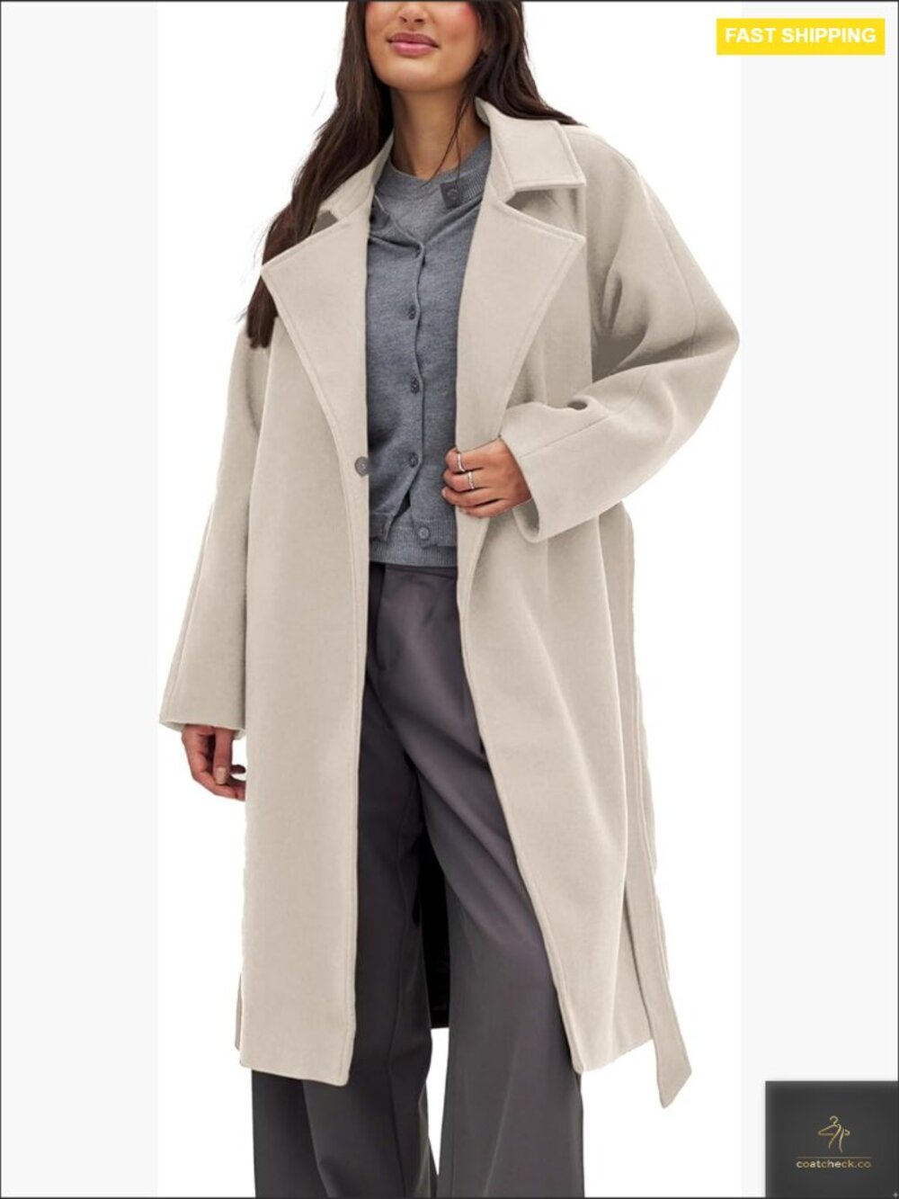 Classic Trench Coat Wool Blend Belted Peacoat Elegant Oversized Winter Outerwear